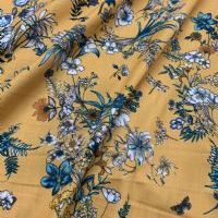 Browse Blue Floral on Mustard Viscose